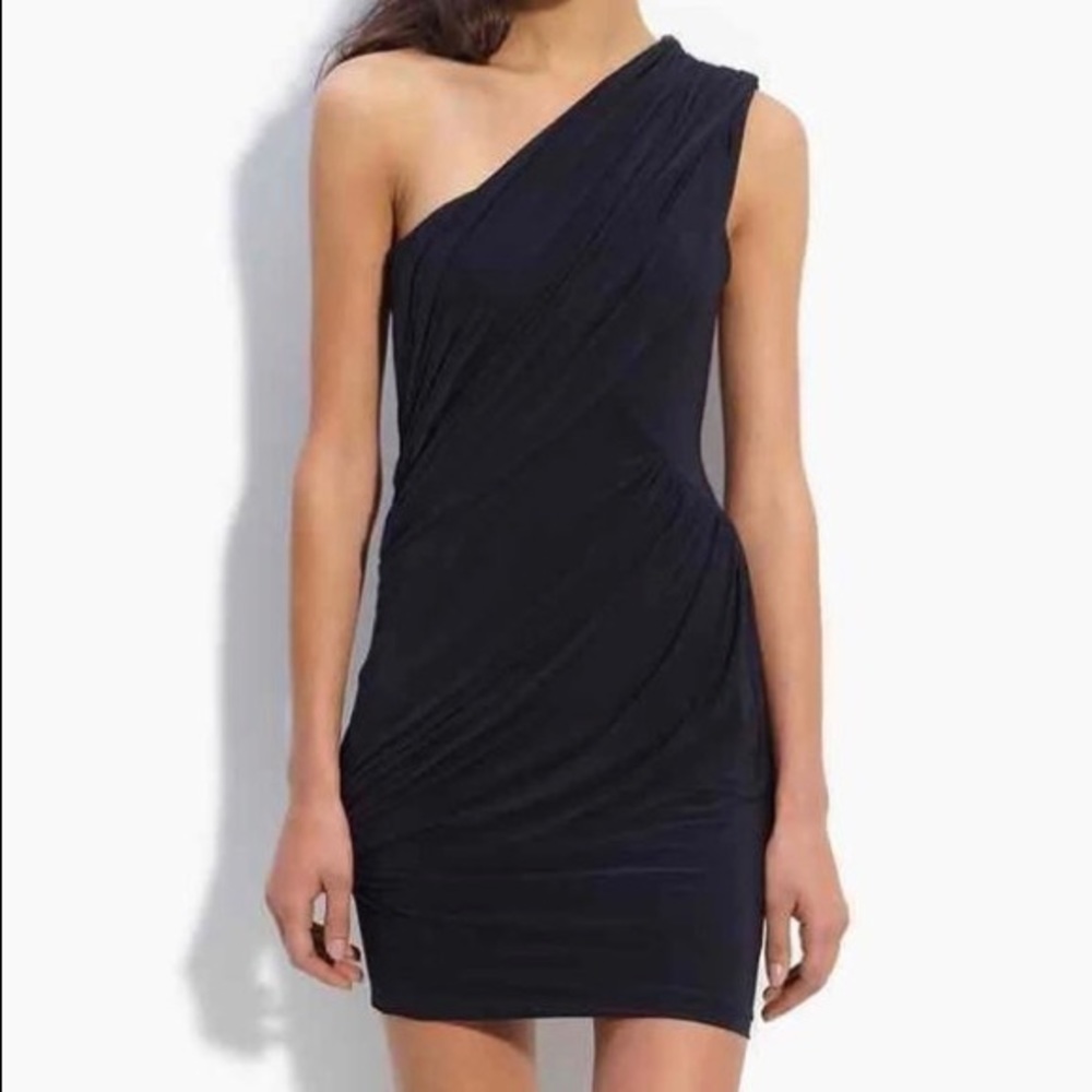 Soprano Ruched Bodycon One Shoulder Dress Small